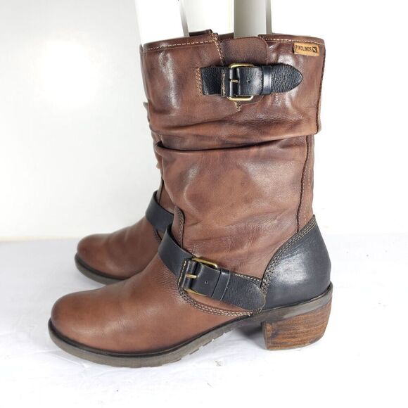 PIKOLINOS Women's Le Mans 39 US8-8,5 Brown Leather Mid-Calf Riding Boots - Picture 2 of 14